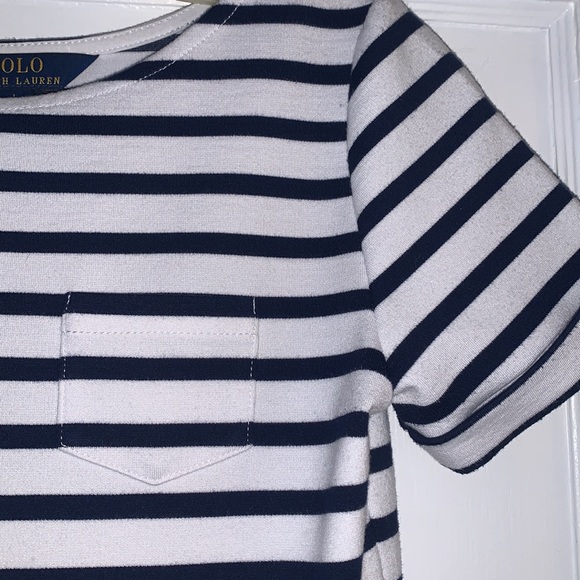 POLO Ralph Lauren Navy and White Striped Dress 12-14 EUC - Picture 4 of 13